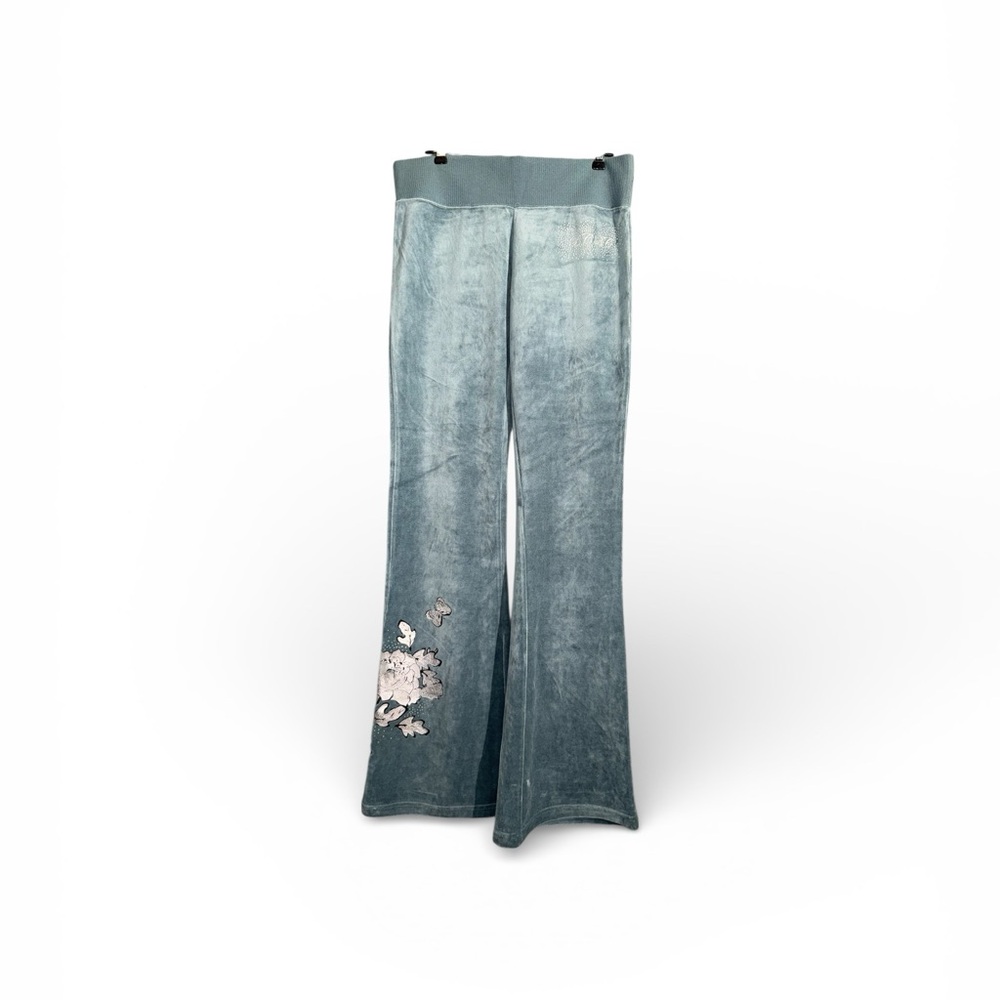 Y2K BCBGMaxAzria Large Tall Teal Knit velvet  pants NWT